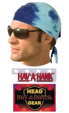 Hav-A-Hank-Danna BLUE TIE-DYE DO DOO RAG FITTED Tied BANDANA Skull Cap Head Wrap