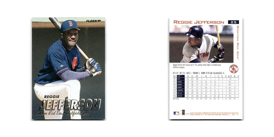 Reggie Jefferson 1997 Fleer #25 Boston Red Sox Baseball Card NM - Image 3 of 3