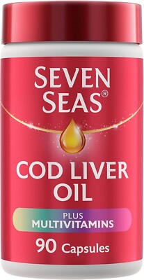 90 x Seven Seas Lebertran Omega-3 Fischöl plus Kapsel Multivitamine Vitamin D
