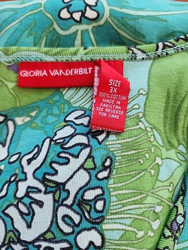 Camiseta para mujer Gloria Vanderbilt verde/verde azulado floral talla 3X - Imagen 5 de 5