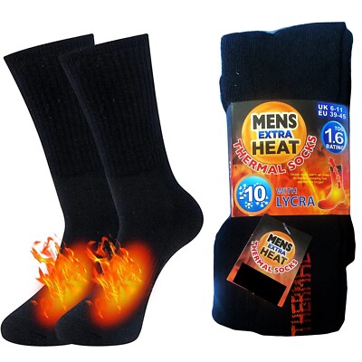 12 Paar Herren Thermo Dicke Socken Schwarz Warm Arbeitsstiefel Socken, Größe 6-11