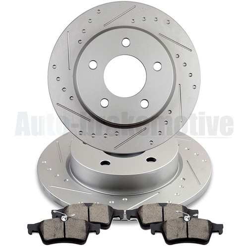 FOR 2008 2009 2010 2011 2012 MAZDA 3 REAR BRAKE ROTORS + CERAMIC PADS SLOT KIT - Picture 5 of 12