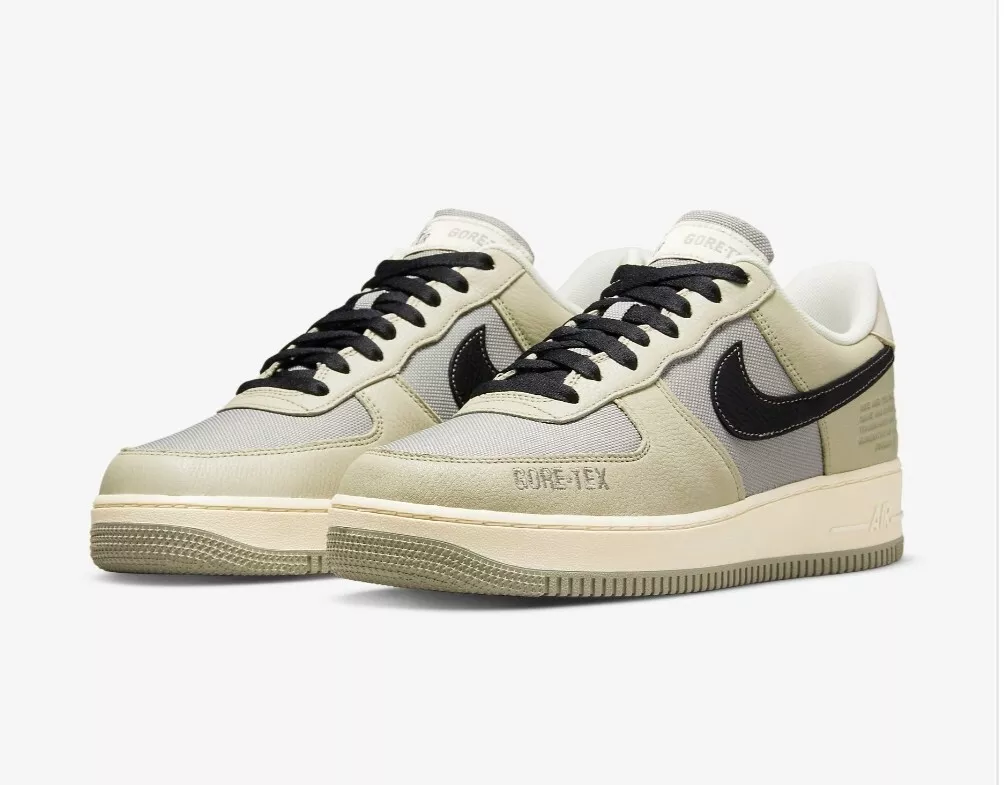 NIKE AIR FORCE 1 GTX GORE-TEX RATTAN Moon Fossil UK 6 WUK 5.5 Leather Waterproof
