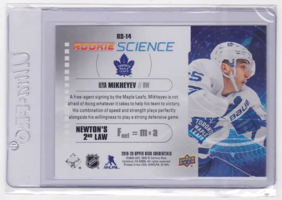 2019-20 UD CREDENTIALS ROOKIE SCIENCE INSERT ILYA MIKHEYEV #RS-14 MAPLE LEAFS - Image 2 of 2