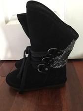 Nuevo Botín Bearpaw Negro Faith Vaca Gamuza Con Lana NeverWet 5