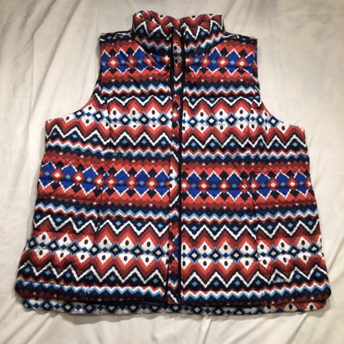 NWT Women's Lands End Puffer Vest Size 1x Allied Feather Down Red White and Blue - Picture 1 of 6