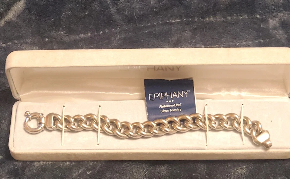 Brazalete Epifanía Platino Chapado 9.25 Plata de Ley Audaz Eslabones, 8" Foto 3 de 4