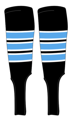 MK Socks Custom Classic Baseball Stirrups Design C-7 Black/Blue/White Size Large