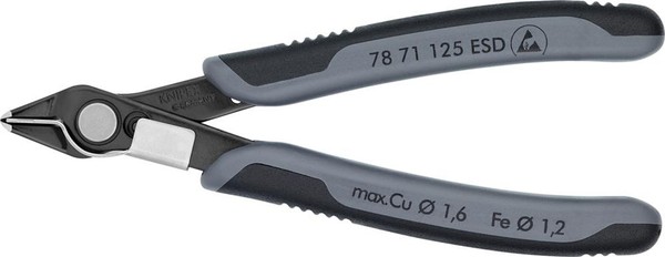 Seitenschneider Elektronik Esd BrüNiert Mit Drahtklemme 125Mm Knipex-image