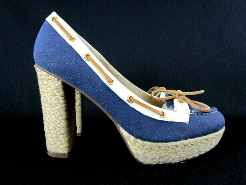 Milly for Sperry Top Sider Womens Espadrilles Platform Heels Canvas Navy Size 8M - Picture 2 of 11