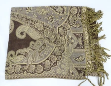 Womens Ladies Brown Metallic Pashmina Shawl Wrap