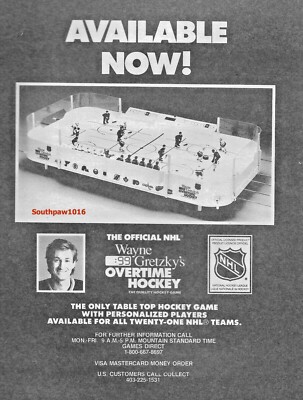 1990 "Wayne 99 Gretzky's Overtime Hockey" NHL Table Top Game Original ...