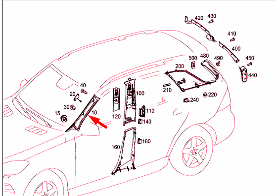 MERCEDES-BENZ GLE W166 Right A Pillar Trim A16669014251C57 Genunie
