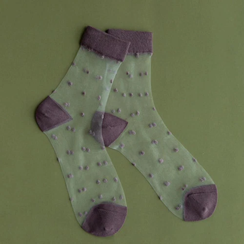 Women Lace Mesh Socks Transparent Thin Crystal Silk Short Ankle Socks Summer - Picture 21 of 38