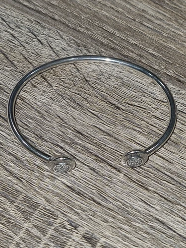 PANDORA Sterling silver 925 Signature Logo Pave Open Cuff Bangle 590528 Size 2 - Picture 9 of 14