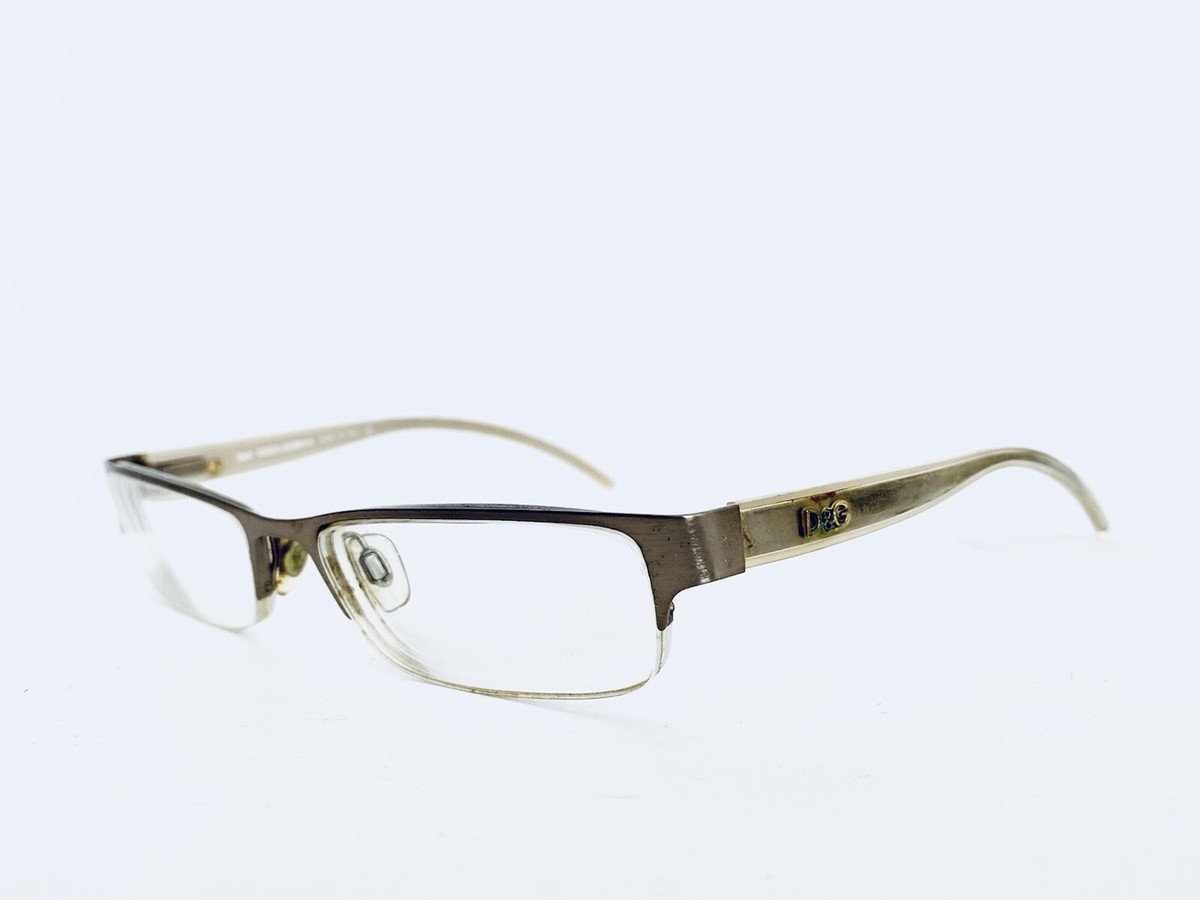 Dolce Gabbana Silver Metal Half Rim Rectangular Glasses Italy D&G
