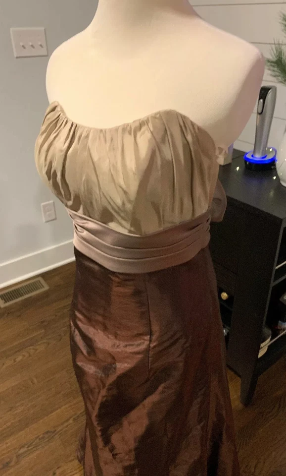 Mujer Impresión Nupcial Noche Cóctel Vestido Talla 8 Hermoso Champagne Foto 2 de 4