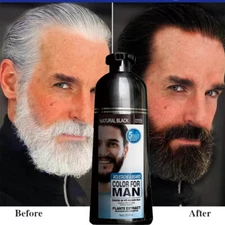 Men Black Beard Simple Hair Dye Color Shampoo Permanent Darkening Hair Coloring