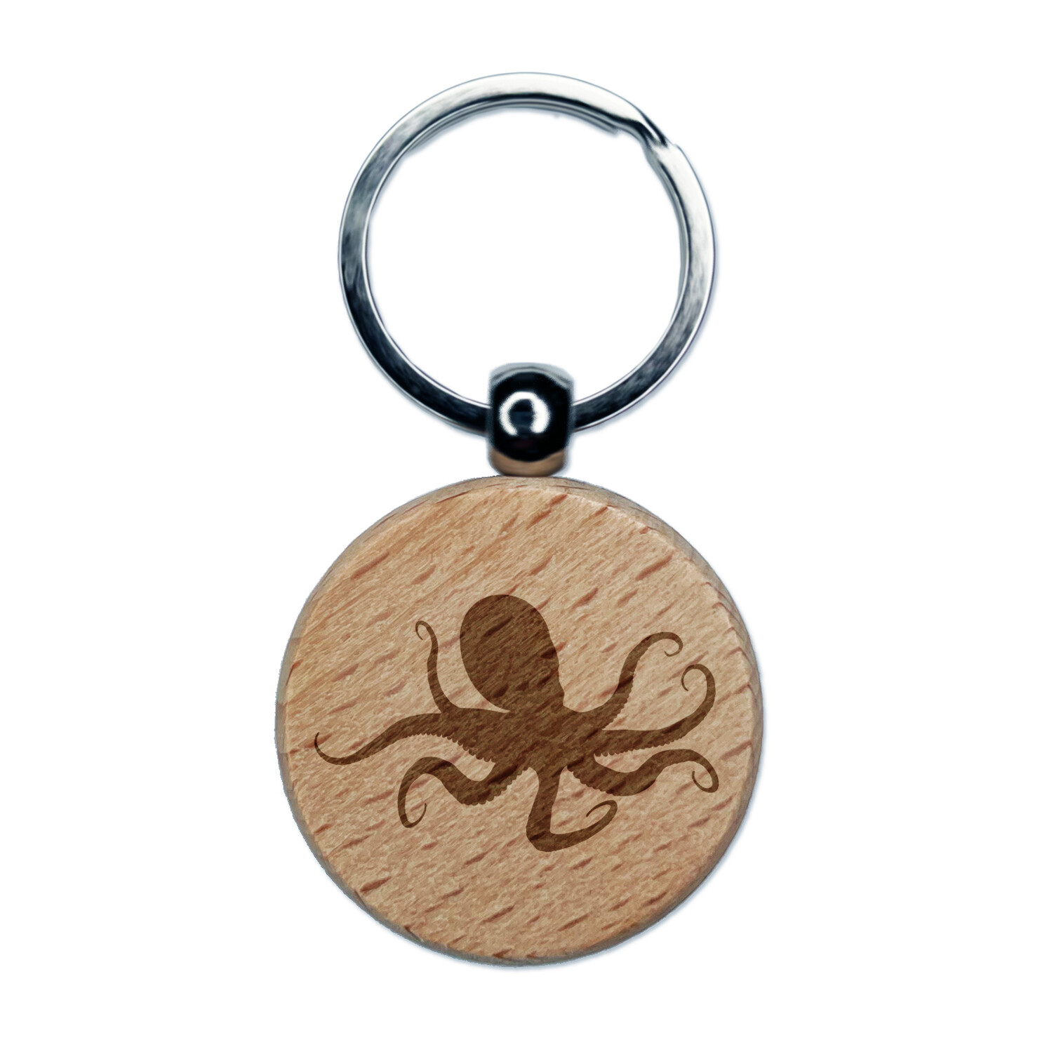 Octopus Engraved Wooden Keychain Tag Charm for Keys and Bags