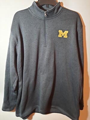 ProEdge University Of Michigan Men's XL 1/4 Zip Embroidered Gray Pullover--NEW--