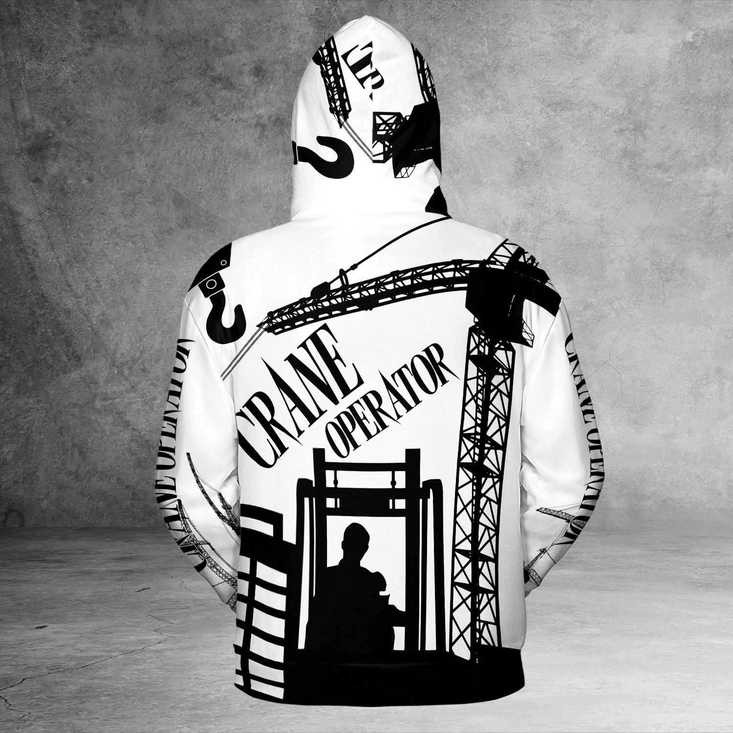 Crane Operator Black And White Style 3D Hoodie Size S-5XL