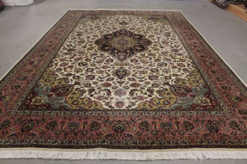 Ancien tapis persan tabriz noué à la main 304 x 204 cm parfait - Photo 1/9