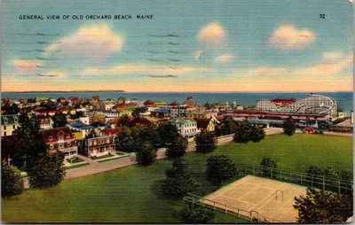 View Overlooking Old Orchard Beach ME Roller Coaster c1947 Vintage Postcard P61