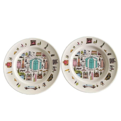 Lot de 2 assiettes à dessert Tiffany & Co. avec boîte porcelaine limitée 5th ... - Photo 1/4