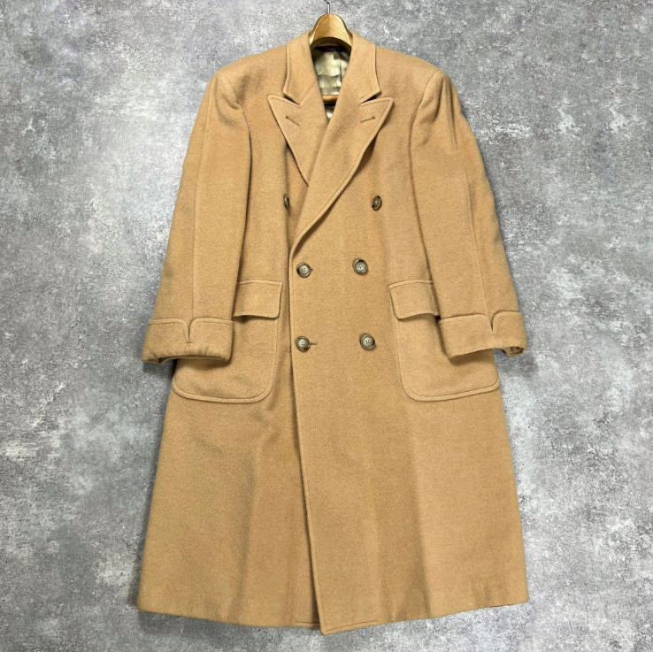 Brooks Brothers 80s Camel Polo Long Coat 100% Wool Size 40