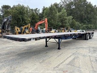 2002 NuVan 50' T/A Flatbed Heavy Duty Equipment Semi Tractor Trailer bidadoo