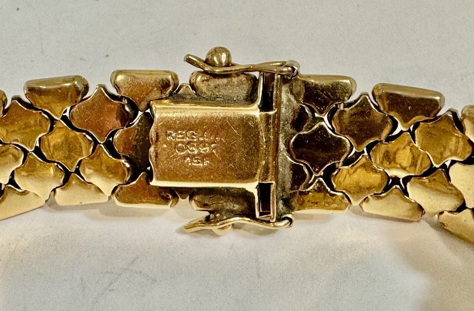Vintage 18k 18Kt Gold Bracelet Italy Solid Tri Color Scales Diamond ...