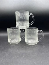 Duralex Noel Christmas Glass Coffee Mug Tea Cup 4" Made in France Lot 3 Vintage