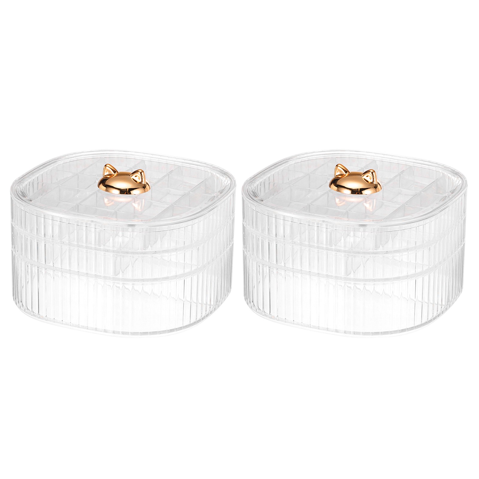2pcs 3-Layer Clear Acrylic Jewelry Organizer Box with Lid