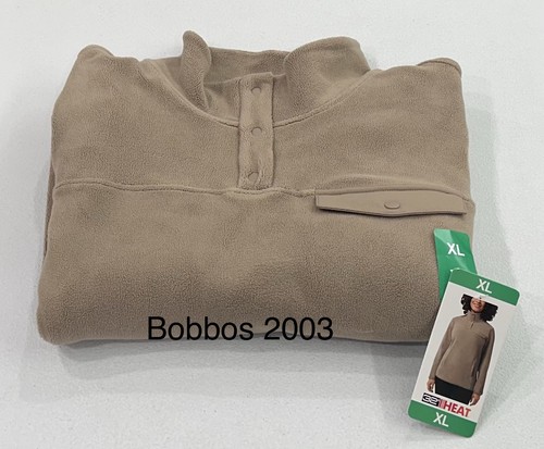 32 Degrees Heat Women's Midweight Snap Arctic Fleece Pullover, Olive Beige, XL