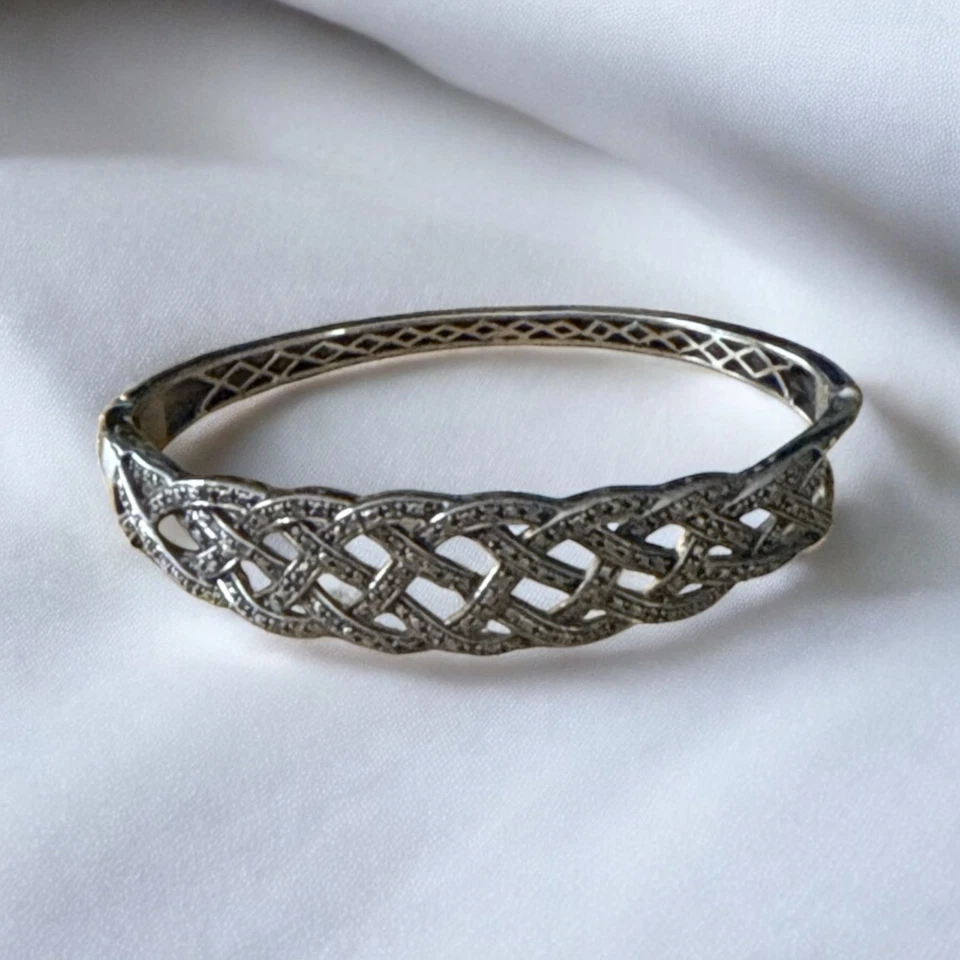 Collar trenzado de diamantes genuinos y rodio Karis a juego venta al por menor $900 Foto 4 de 4