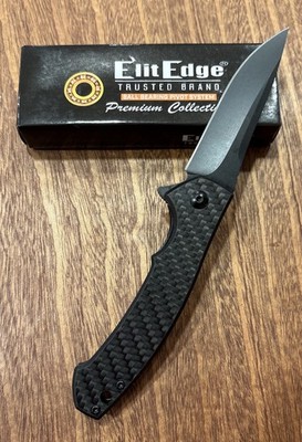 Elite Edge Premium Collection B012 Black Stainless Steel W/Carbon Fiber Handle ￼
