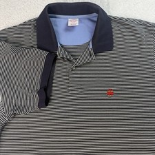 Brooks Brothers Men  s Striped Performance Polo Navy White Large Original Fit