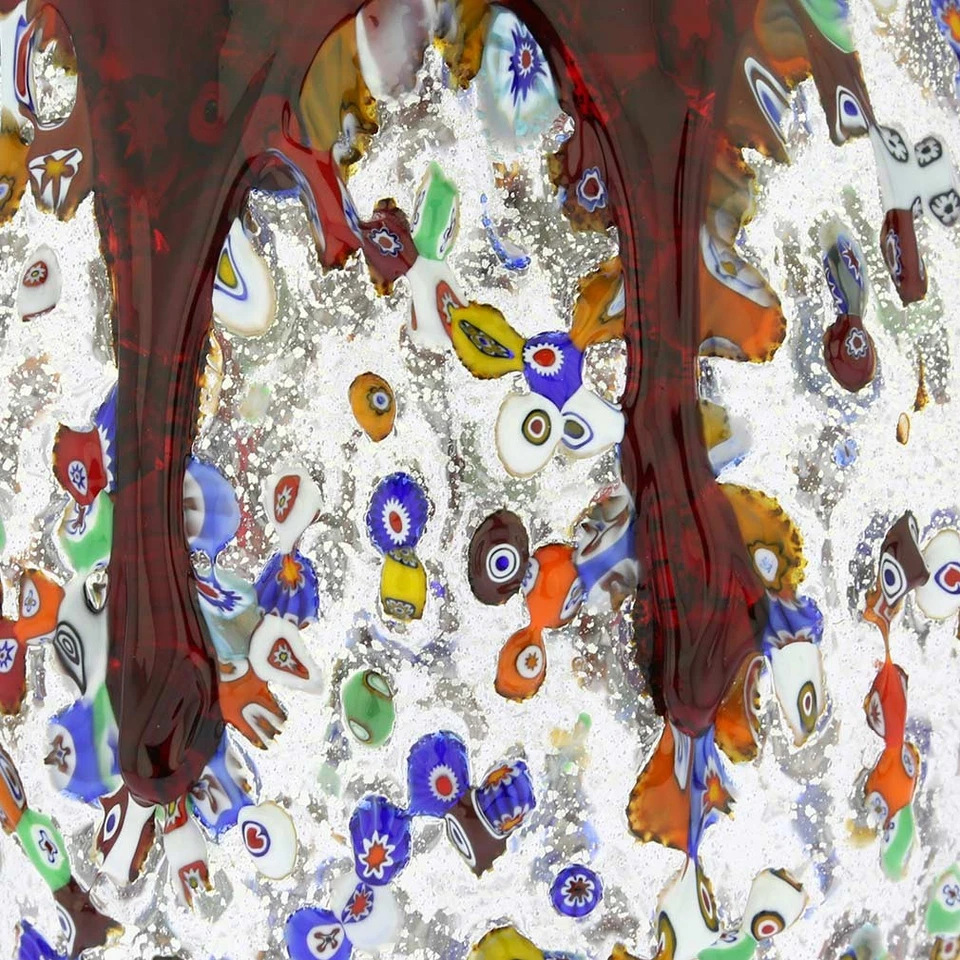 Jarrón botella vidrio arte millefiori vidrio de Murano GlassOfVenice - rojo Foto 4 de 4