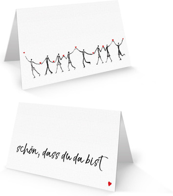 Tischkarten Schön dass du da bist Herz Schwarz Weiß Hochzeit Deko