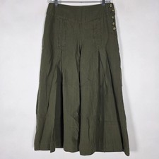 Elevenses Anthropologie Boho Wide Leg Silk Cotton Blend Womens Sz 2 Green Pants
