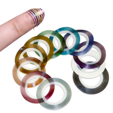 Beauticom Nail Art Glitter Sticker Strip Tape (Assorted 10 Color Set)