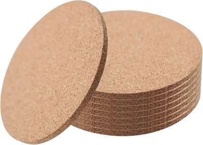 Pack of 8 Cork Coasters, 3 mm Thick, 10 cm Coasters, Glasses, Cork, Non-Slip ...