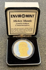 ⚾️ 🔥 1995 Mickey Mantle Enviromint 1 oz Silver  Coin W/24Kt Overlay Coin #870