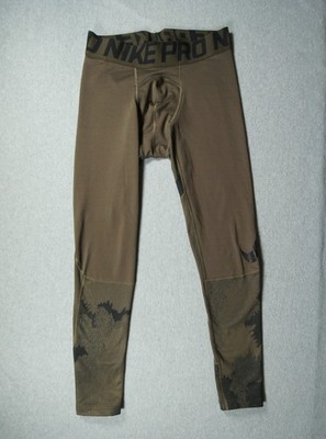 Nike Tights Mens Large Green Pants Pro Hyperwarm Compression Running Training