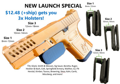 Universal EZ Clip Minimalist Holster   New Launch Special! 3-pack Size Holsters!