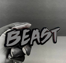 1pc Gray Custom Beast Text 3d Car Emblem Multicolor Acrylic Car Badge Decal 1pc Gray Custom Beast Text 3d Car Emblem Multicolor Acrylic Car Badge Decal