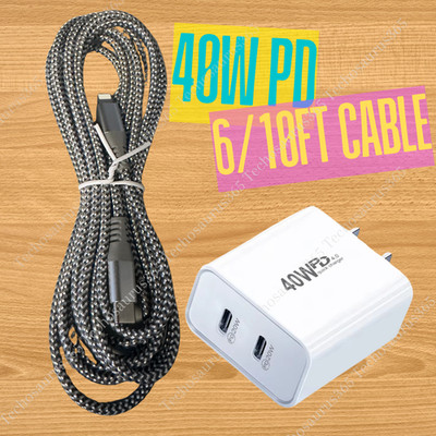 For iPhone 14 13 12 X Fast Charger Cable Cord 40W USB C Power Adapter Cube Block