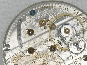 ANTIQUE HAMILTON 940 21 JEWEL RAILROAD POCKETWATCH MOVEMENT & DIAL, RUNNING!