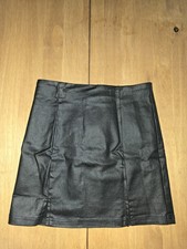 SHEIN Petite Black Faux Leather Mini Skirt Size M Medium High Waisted Coated