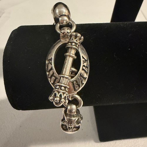 King Baby Mens Integrated Skull Bracelet .925 USA